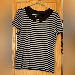 Tommy Hilfiger Black and grey Fitted Tee with Peter Pan Collar🍄